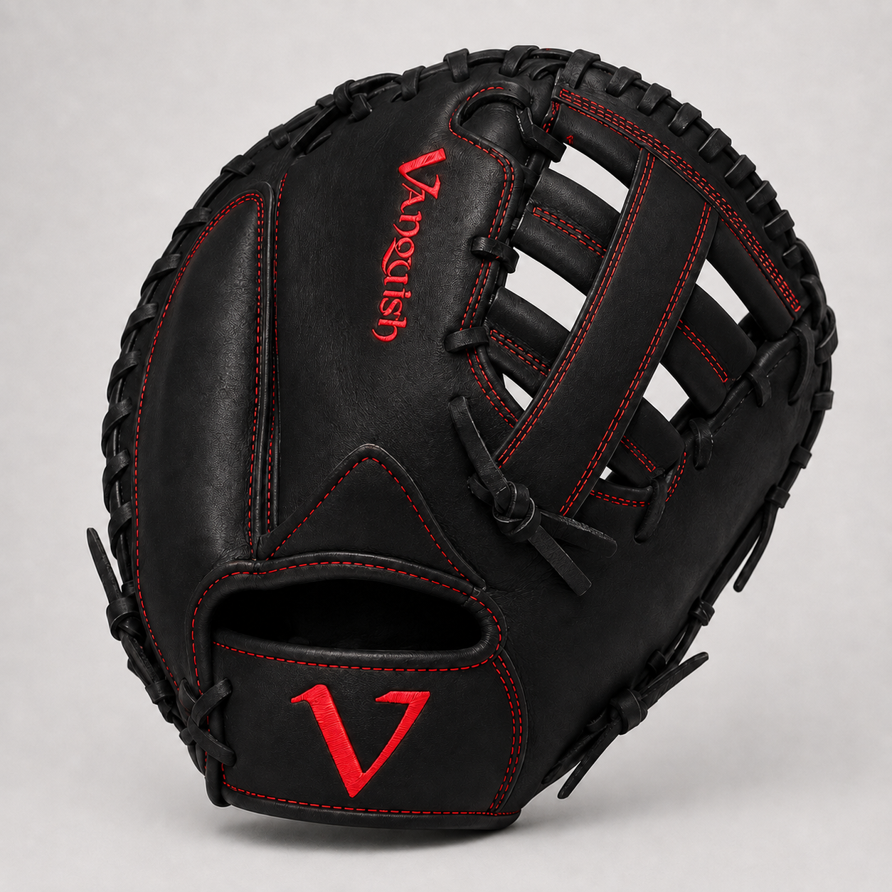 Black and red Vanquish Aftershock Catchers Series glove