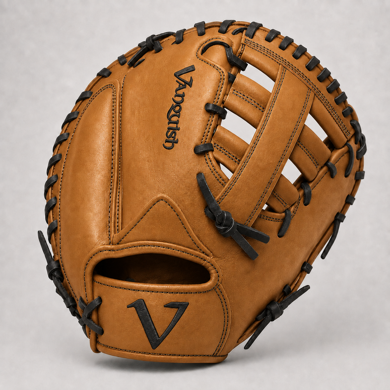 Saddle and black Vanquish Traditional Catchers Series glove